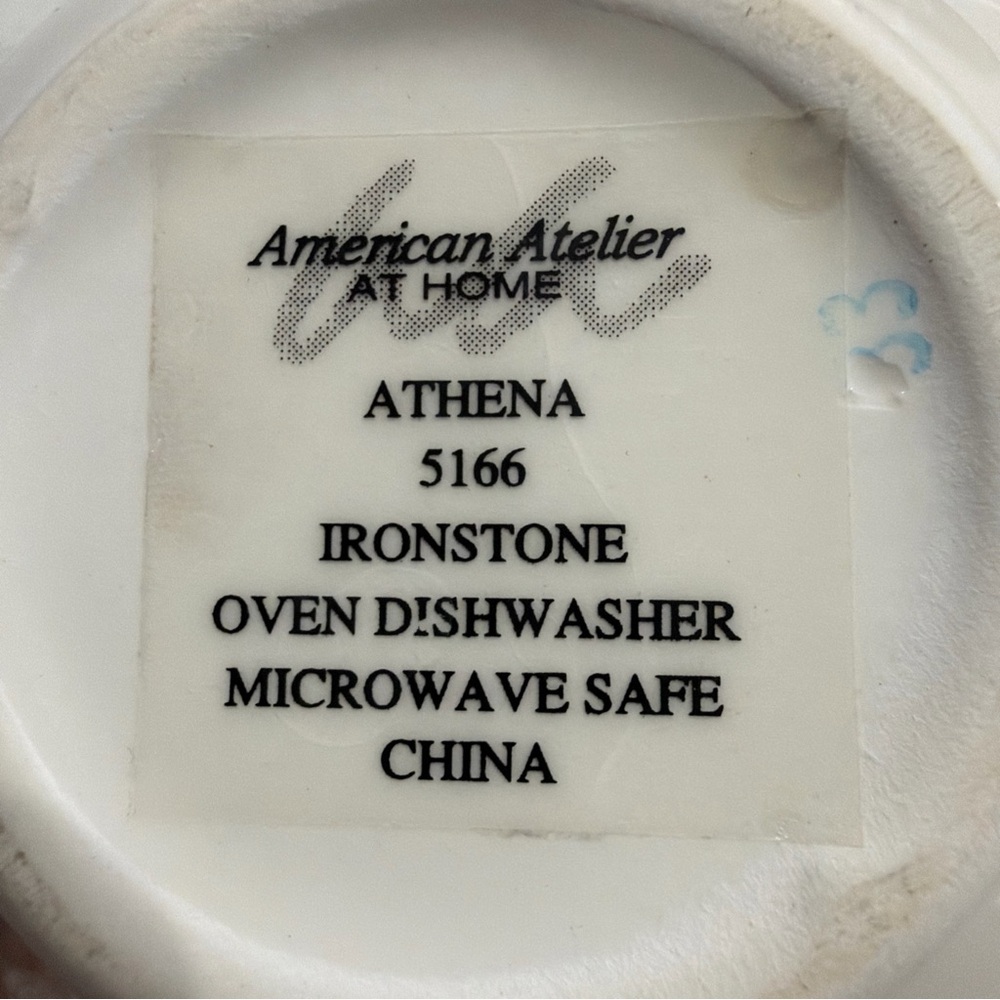 American Atelier Athena White Ironstone Mugs W/Saucers 5166- Set of 4 - Picture 10 of 11